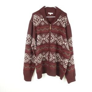 Frye & Co Mens SZ 2XL Cardigan Full Zip Cowl Neck Southwest Cowboy Rodeo Aztec